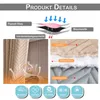 Diagrams and close-ups illustrating the layers and features of a thermal curtain, alongside a lifestyle shot of a curtain in a room. Voir les images du produit
