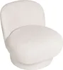 A cream-colored bouclé fabric armchair with no armrests and a swivel function, presented against a white background. Podgląd zdjęcia produktu