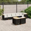 vidaXL 9-tlg. Garten-Sofagarnitur mit Kissen Schwarz Poly Produktbild-Vorschau 2
