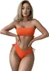 Damen Zweiteiliger Badeanzug Bandeau Bikini Set Hohe Taille Produktbild-Vorschau 1