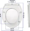 A diagram showing the dimensions of a toilet seat. Produktbild-Vorschau