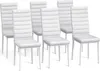 A set of six white dining chairs arranged in a studio setting against a white background. Náhled obrázku produktu