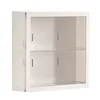 A white display case with two shelves and a clear front, isolated on a white background. Podgląd zdjęcia produktu
