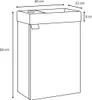 A diagram showing the dimensions of a bathroom vanity set. Voir les images du produit