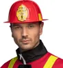 A man wearing a firefighter costume helmet and jacket. Produktbild-Vorschau