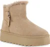 A single beige boot with a platform sole and fur trim is shown against a white background. Produktbild-Vorschau