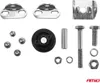 A collection of metal and rubber automotive parts laid out on a white background. Produktbild-Vorschau