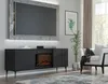 A modern living room with a TV cabinet, fireplace, and armchair. Podgląd zdjęcia produktu