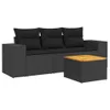 vidaXL 4-tlg. Garten-Sofagarnitur mit Kissen Schwarz Poly Produktbild-Vorschau 1