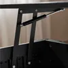 A close-up view of the lifting mechanism of a table, showing the gas spring and metal support arms. Produktbild-Vorschau
