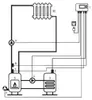 A diagram illustrating a heating system with various components labeled with numbers. Podgląd zdjęcia produktu