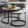 FineBuy Couchtisch 2er Set Mango Massivholz Satztisch Rund Produktbild-Vorschau 1