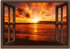 ARTland Leinwandbild Fensterblick Sonnenuntergang am Strand Produktbild-Vorschau 1