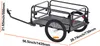 A bicycle trailer is shown from a side-angle on a white background with dimensions indicated by orange lines and text. Podgląd zdjęcia produktu