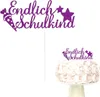 Oblique Unique Endlich Schulkind Torten Topper Glitzernd Produktbild-Vorschau 3