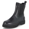 A single black leather chelsea boot with a grey fabric accent on the side. Anteprima dell’immagine prodotto