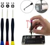 A collage of images showing a set of precision screwdrivers and a hand using one to repair a smartphone. Produktbild-Vorschau