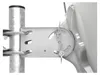 A close-up view of a satellite dish mount attached to a pole. Produktbild-Vorschau
