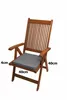 A wooden chair with a gray cushion, shown against a white background with dimensions indicated. Podgląd zdjęcia produktu