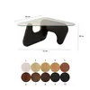 A diagram showing the dimensions of a coffee table, followed by a selection of wood finishes. Produktbild-Vorschau