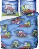 Kinderbettwäsche Biber 135x200cm Blau Traktor-Motiv 100% Produktbild-Vorschau 1