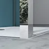 A close-up view of a modern shower enclosure, showing the base and a corner of the glass panel. Produktbild-Vorschau