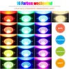 A collage of different colored lights and mode indicators for LED garden lights. Náhled obrázku produktu