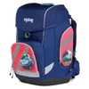 A blue ergobag backpack with reflective stripes and car graphics. Produktbild-Vorschau