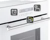 Close-up of the control panel and handle of a white oven. Produktbild-Vorschau