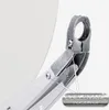 A close-up view of a metal bracket attached to a white dish, with text indicating it is stainless steel and rust-free. Produktbild-Vorschau