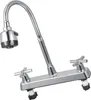 A chrome kitchen faucet with a flexible neck and two cross handles, shown against a white background. Podgląd zdjęcia produktu