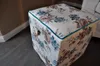 Design Hocker Pouf Carl Svensson Türkis Creme Rosen Blumen Produktbild-Vorschau 4