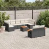 vidaXL 10-tlg. Garten-Sofagarnitur mit Kissen Schwarz Poly Produktbild-Vorschau 2