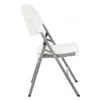 A white folding chair with a gray metal frame is shown from the side against a white background. Náhled obrázku produktu