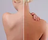 A split image showing the back of a person's shoulders and neck. The left side shows lighter skin, and the right side shows tanned skin. Produktbild-Vorschau