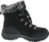 A black winter boot with faux fur trim. Voir les images du produit