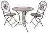 A brown metal bistro set with a round table and two chairs, presented on a white background. Podgląd zdjęcia produktu
