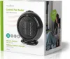 The image shows the retail packaging of a Nedis Ceramic Fan Heater. The front of the box features a prominent image of the black heater with its grille and an orange indicator light. Text on the front describes the product and its features. The side panel  Produktbild-Vorschau