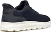 A side view of a navy blue Geox sneaker with a white sole. Voir les images du produit