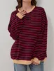 ASKSA Damen Sweatshirt Oversized Gestreift Farbblock Produktbild-Vorschau 4