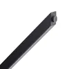 A close-up of the corner of a black, square-shaped metal leg with a small, round, dark gray cap on the end. Náhľad obrázku produktu