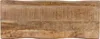 A close-up view of a wooden board with a natural, rough edge. Produktbild-Vorschau