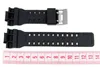Two black watch straps are laid out horizontally on a white background, with a measuring tape below them. Anteprima dell’immagine prodotto