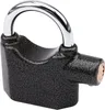 A close-up studio shot of a black and silver padlock with a chrome shackle, set against a white background. Voir les images du produit
