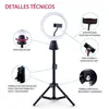 A diagram showing the technical details of a ring light with a tripod stand. Podgląd zdjęcia produktu
