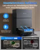 A robot vacuum cleaner and its charging station are shown, with diagrams illustrating its features and benefits. Produktbild-Vorschau