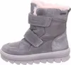 A single gray boot with pink fur lining is shown against a white background. Voir les images du produit