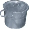 A silver metal pot with a lid and handle. Produktbild-Vorschau