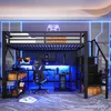 ELANDEPOT Łóżko na antresoli 140 × 200 cm czarny Podgląd zdjęcia produktu 4