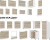 A collage of various kitchen cabinet modules and drawers, presented in a clean, studio-like setting with a white background. Produktbild-Vorschau